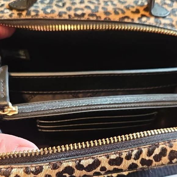 Michael Kors NWT Animal Print Calf Hair Satchel w/Black Leather Trim - Picture 7 of 12